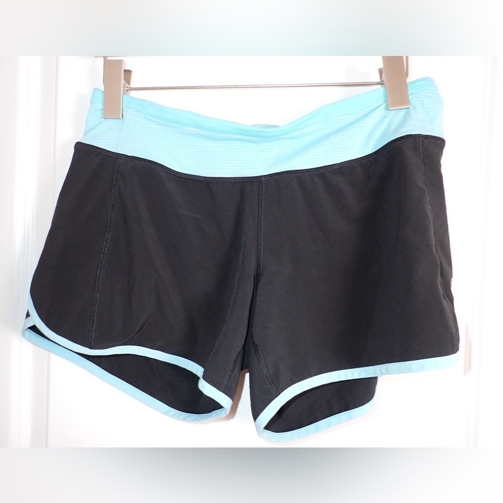 Lululemon Turbo Run Short Black/Angel Blue/Tonka Stripe Angle Blue (2012) sz 6